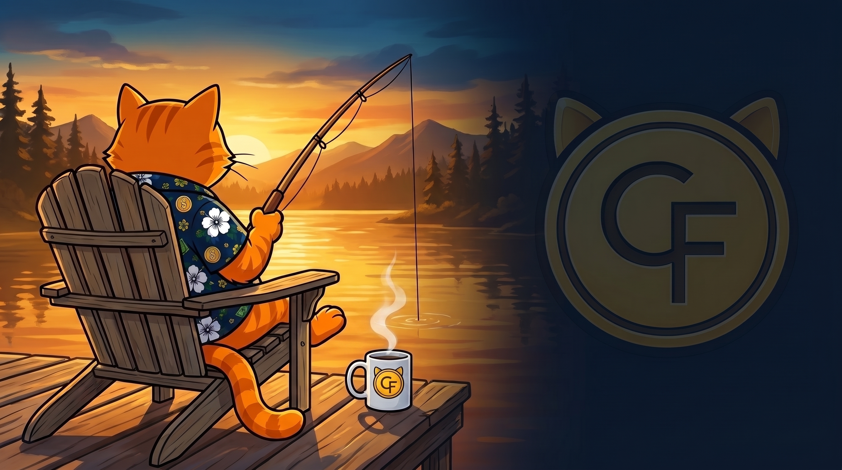 Chuck fishing from a dock at sunset