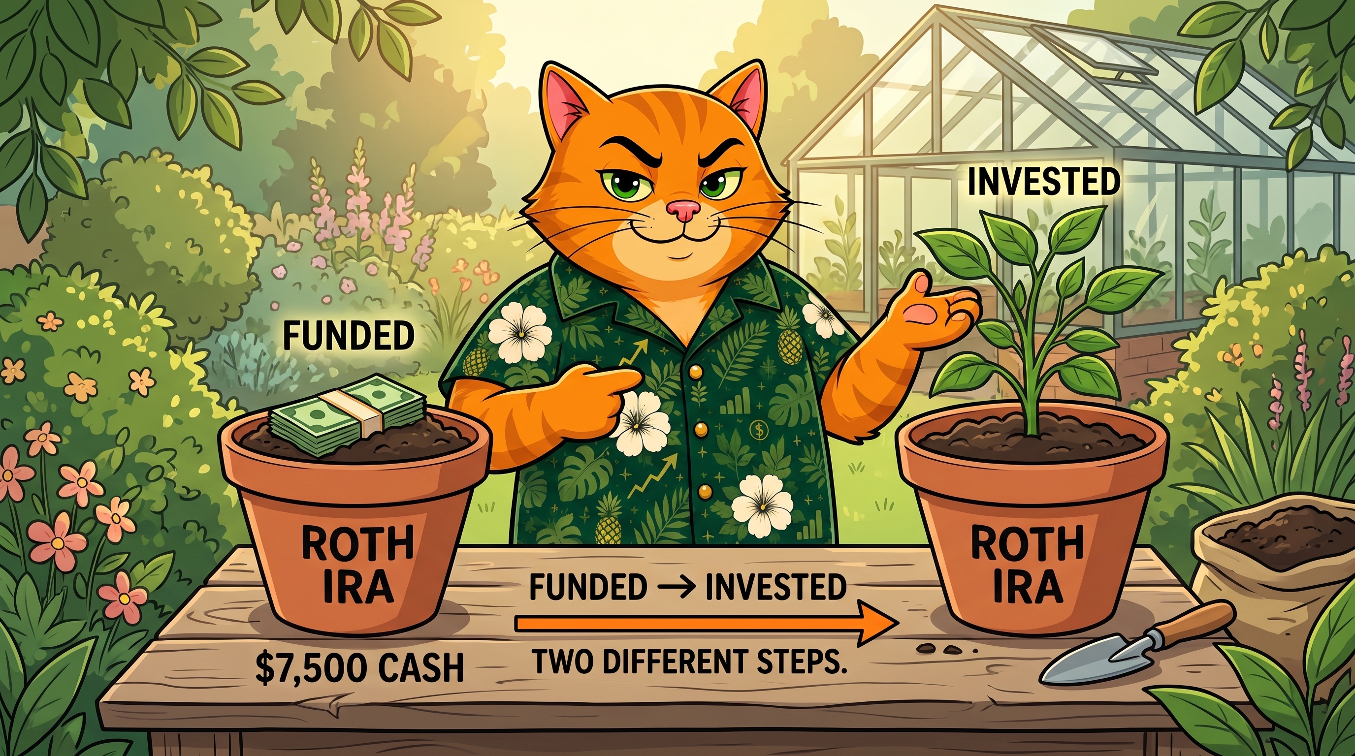 Funded to invested: $7,500 cash, two different steps.