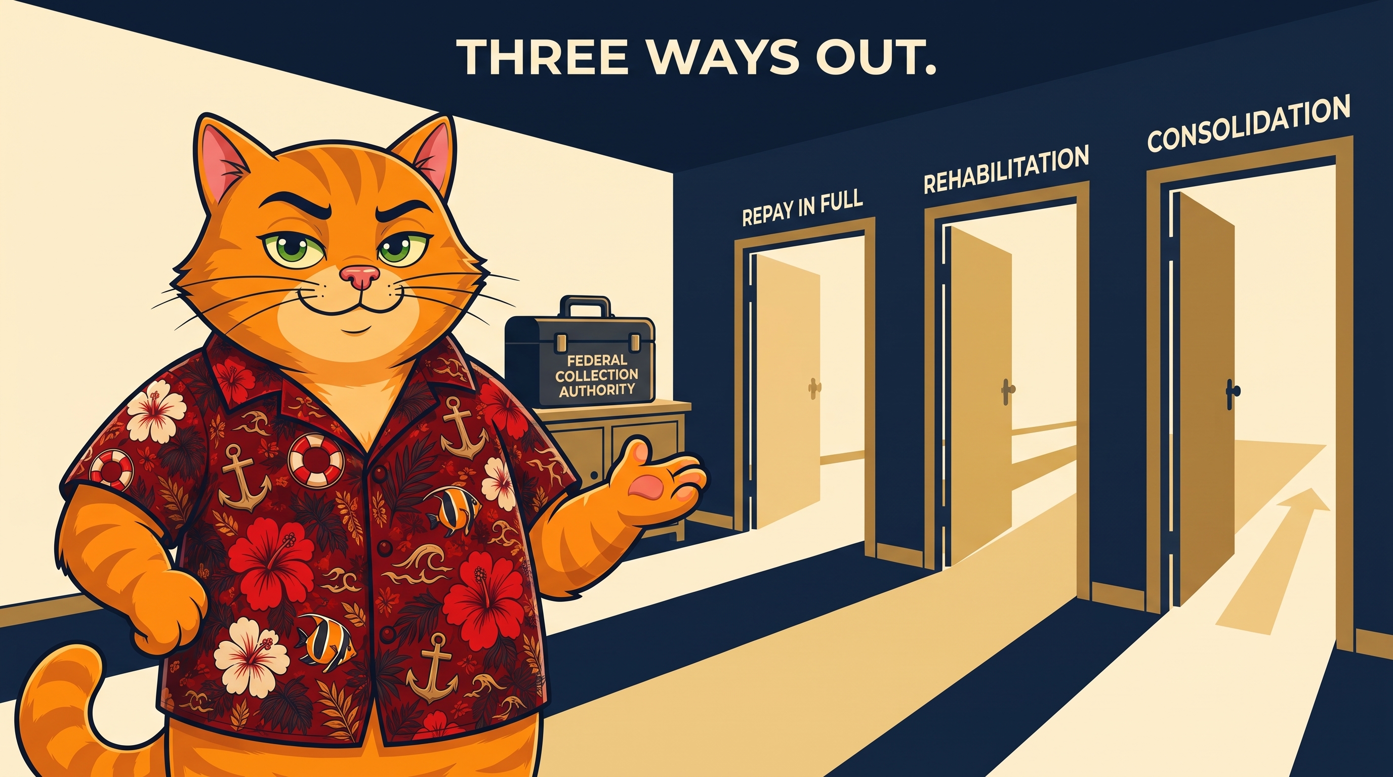 Three ways out: repay in full, rehabilitation, consolidation.