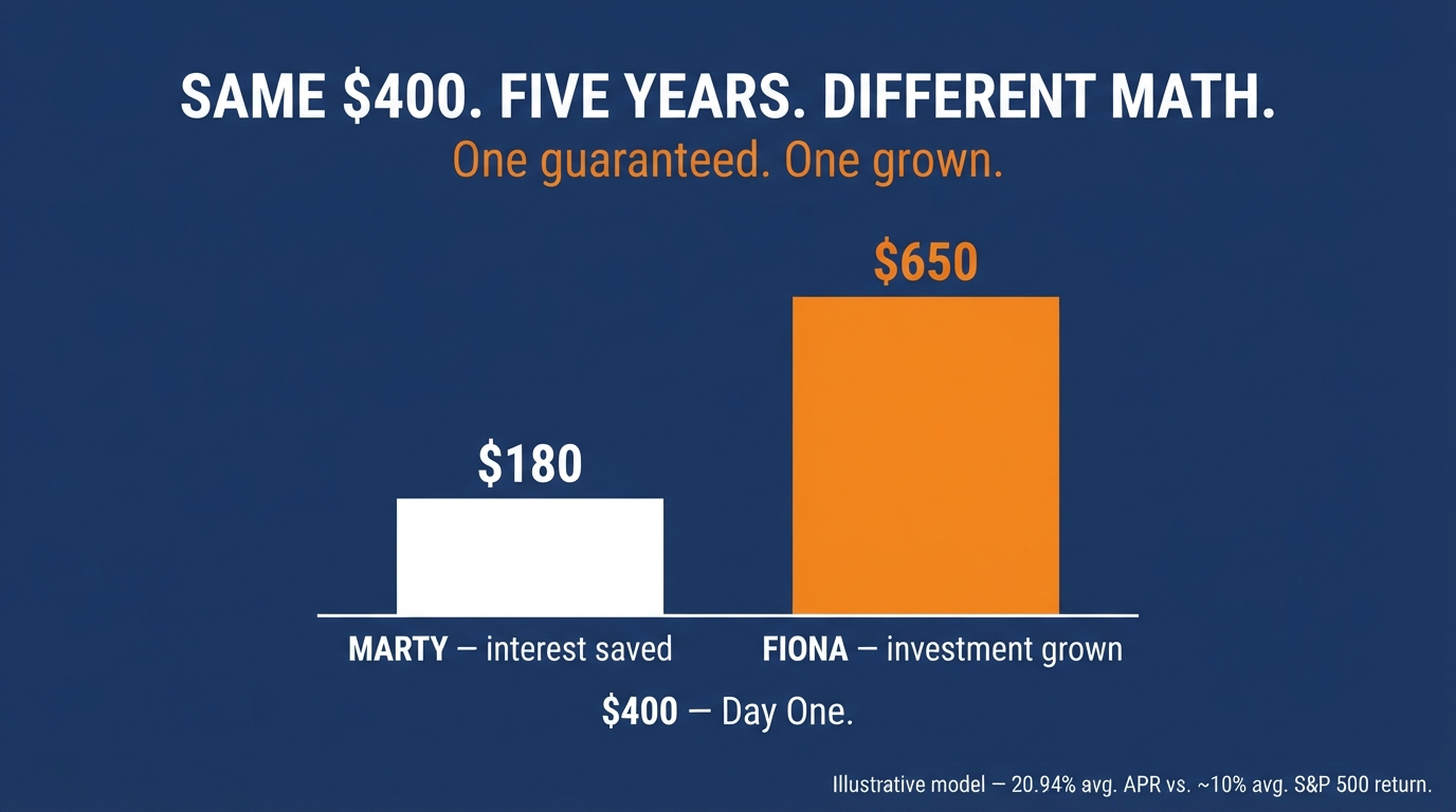 Same $400. Five years. Different math.