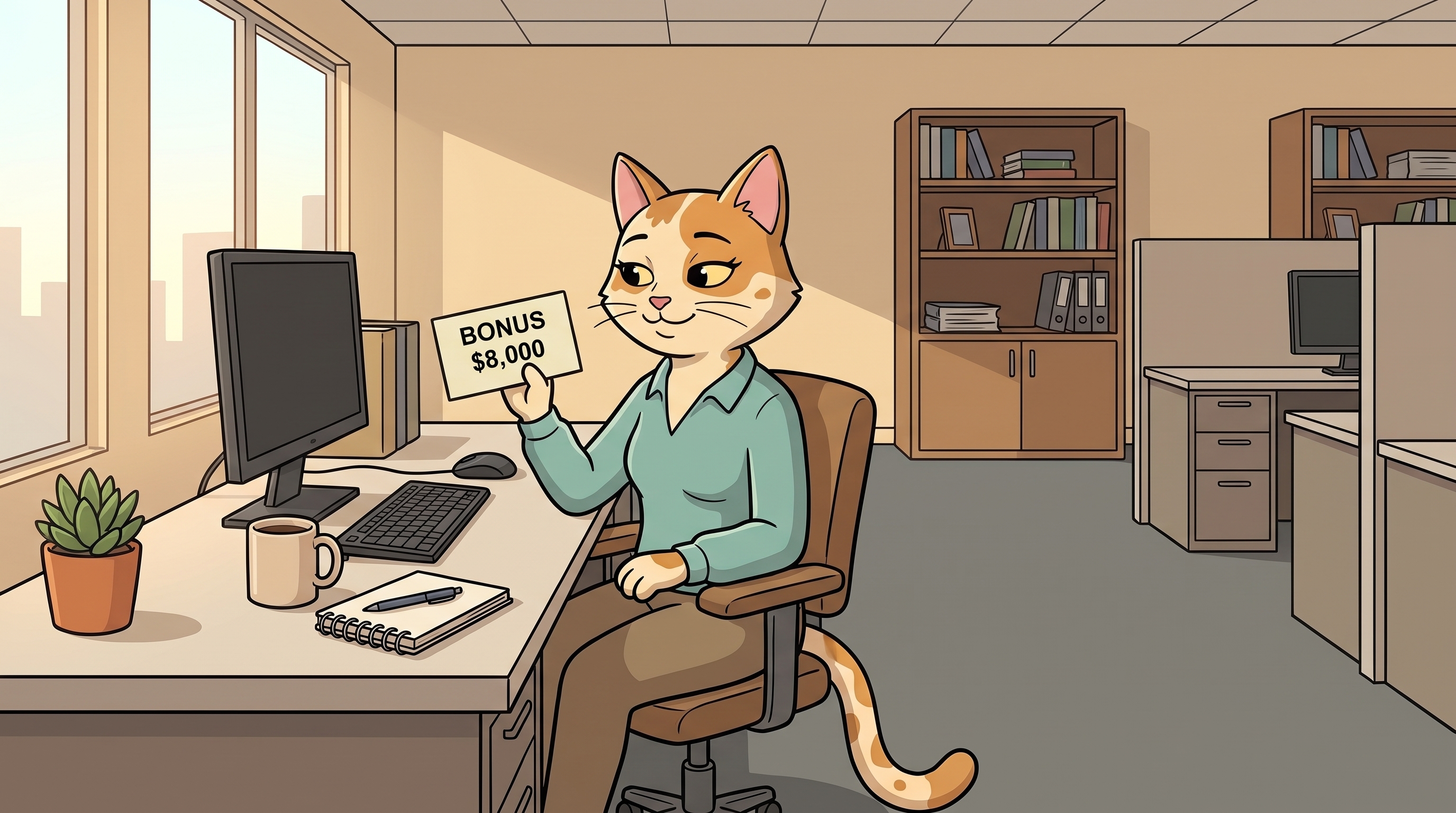 Owen and Marie, two cats who got the exact same bonus and ended up with very different results